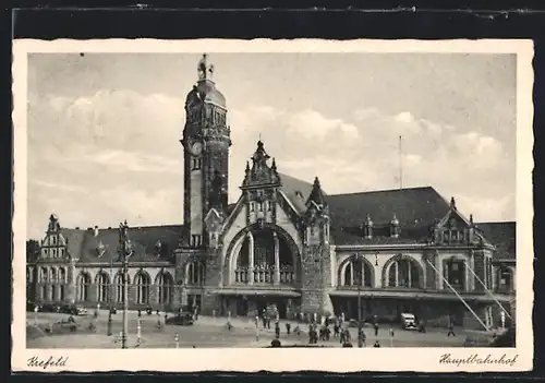 AK Krefeld, Hauptbahnhof Vorderansicht