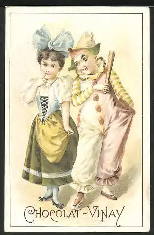 Sammelbild Chocolat Vinay, Clown mit Mädchen