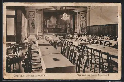 AK Langenschwalbach, Gasthaus zur Krone, Saalansicht