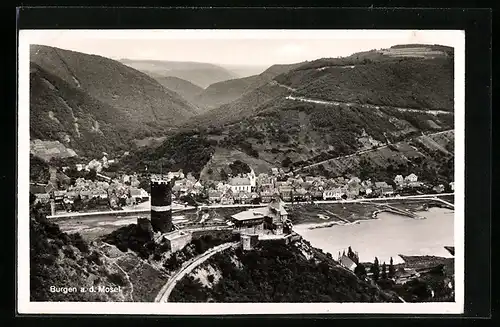 AK Burgen a. d. Mosel, Teilansicht mit Kirche