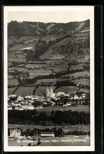 AK St. Johann im Pongau, Ortsansicht mit Pfarrkirche