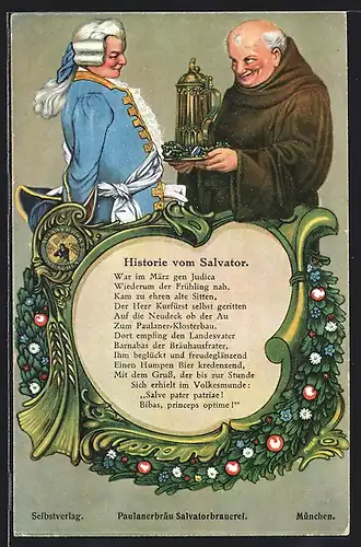 AK Historie vom Salvator, Brauerei-Werbung