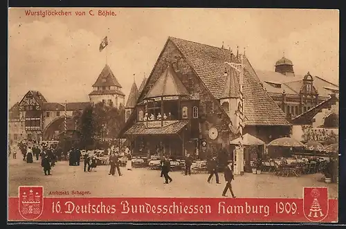 AK Hamburg, 16. Deutsches Bundesschiessen 1909, Gasthaus Wurstglöckchen