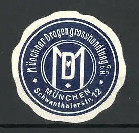 Reklamemarke Münchner Drogengrosshandlung, Schwanthalerstrasse 12