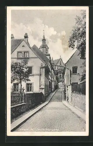 AK Meerane i. Sa., Strassenblick in die alte Färbergasse