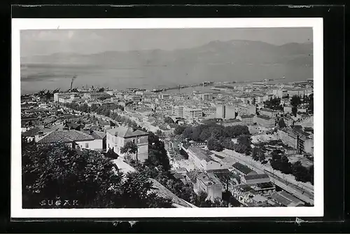 AK Susak, Teilansicht mit Hafen- und Bergblick