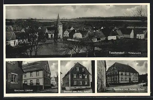 AK Taschendorf, Gasthaus Lindner, Gasthof F. Scharf, Gasthaus B. Schorr