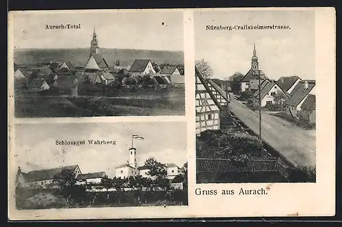 AK Aurach, Schlossgut Wahrberg, Nürnberg-Crailsheimerstrasse, Totalansicht