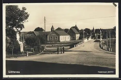 AK Lichtenau, Kriegerdenkmal und neue Brücke