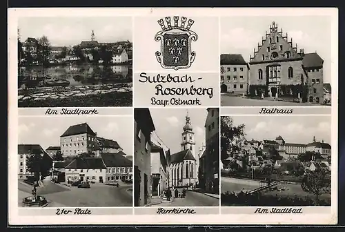 AK Sulzbach-Rosenberg, Rathaus, Stadtbad und Schloss