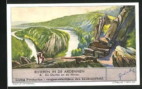 Sammelbild Liebig, Rivieren in de Ardennen, De Ourthe en de Hérou