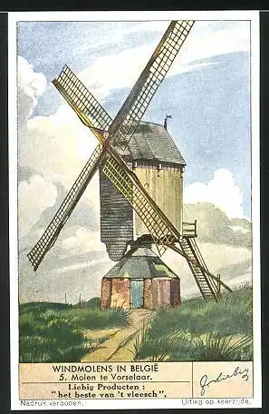 Sammelbild Liebig, Vorselaar, Windmolens in Belgie, Windmühle