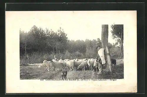 AK Casteljaloux-les-Bains, Types Landais, Berger