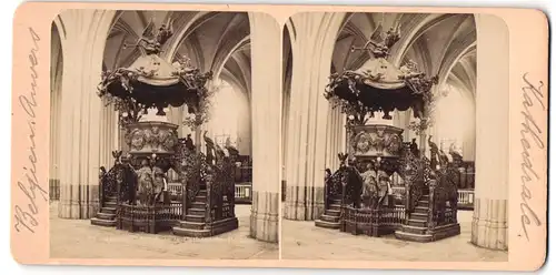 Stereo-Fotografie Fotograf unbekannt, Ansicht Anvers, Interieur de la Cathedrale