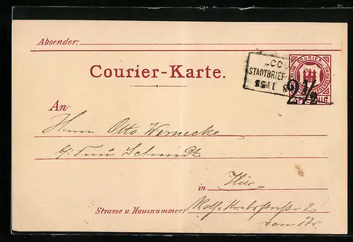 AK Courier-Karte, Private Stadtpost, 2 1 /2 Pfennig