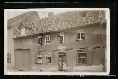 Foto-AK Auleben, Schuhwarengeschäft Hermann Wenzel 1910