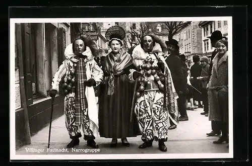 AK Villingen, Narrogruppe im Kostüm zu Fastnacht