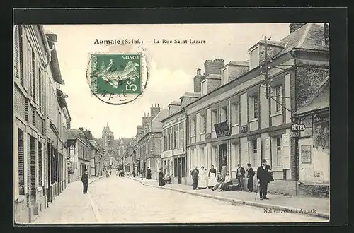 AK Aumale, La Rue Saint-Lazare, Strassenpartie