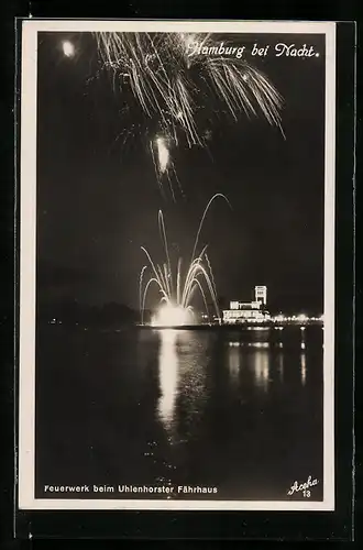 AK Hamburg, Feuerwerk beim Uhlenhorster Fährhaus