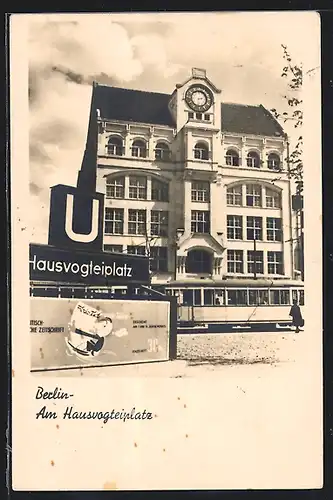 AK Berlin, Strassenbahn auf dem Hausvogteiplatz, an der U-Bahn Station