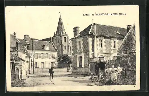 AK Saint-Sauveur, Ortspartie mit Blick zur Kirche