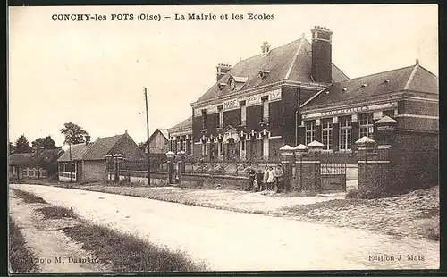 AK Conchy-les-Pots, La Mairie et les Ecoles