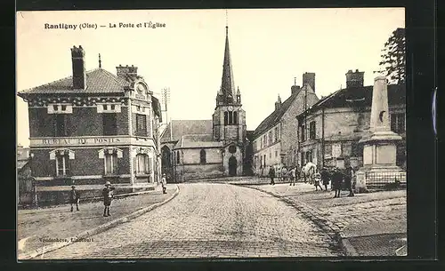 AK Rantigny, La Poste et l`Église