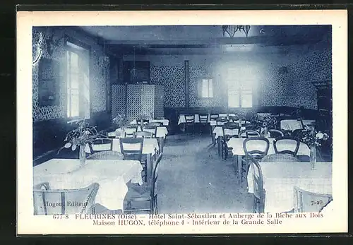 AK Fleurines, Hôtel Saitn-Sébastien et Auberge de la Biche aux Bois, Maison Hugon, Intérieur de la Grande Salle