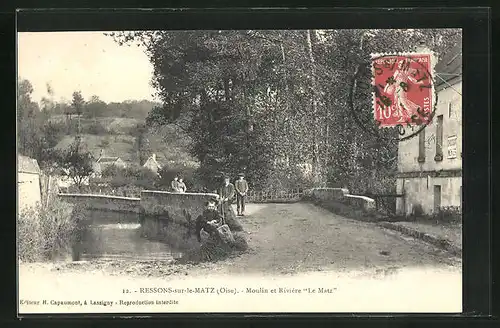 AK Ressons-sur-le-Matz, Moulin et Riviére