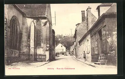 AK Attichy, Rue de Commerce, Strassenpartie