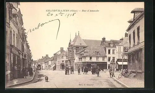 AK Grandvilliers, Rue d`Aumale, Strassenpartie