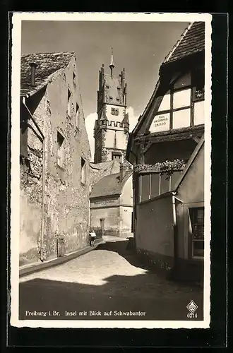 AK Freiburg i. Br., Insel mit Blick auf Schwabentor