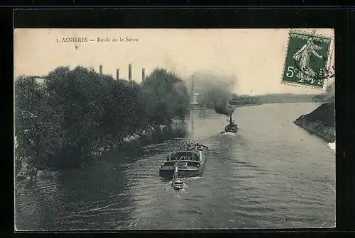 AK Asnières, Bords de la Seine