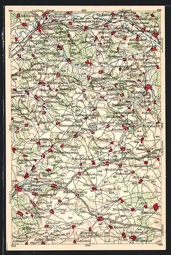 AK Lichtenfels, Landkarte der Umgebung, Wona-Verlag