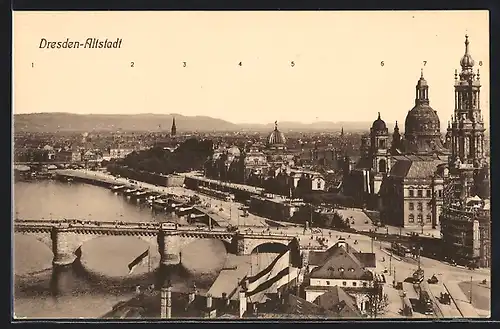 AK Dresden, Teilansicht mit Frauenkirche