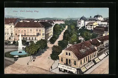 AK Graz, Partie am Karl Ludwig Ring, Fontäne