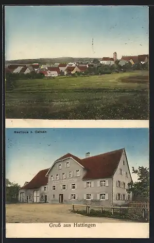 AK Hattingen, Gasthaus zum Ochsen, Ortspanorama