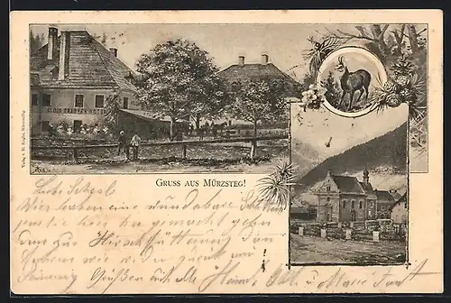 AK Mürzsteg, Hotel A. Grabner, Kapelle, Gemse