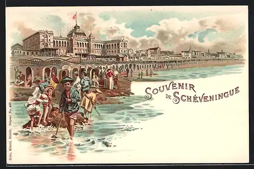 Lithographie Scheveningen, Strand