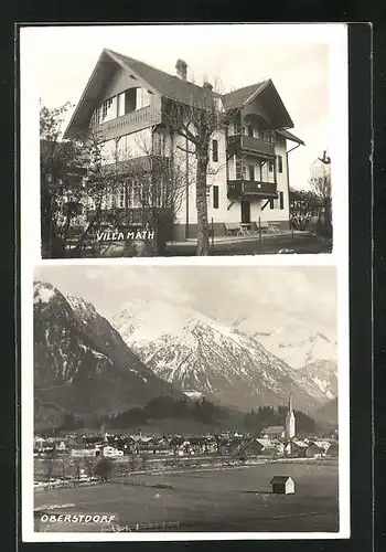 Foto-AK Oberstdorf, Hotel Villa Math, Stadtpanorama