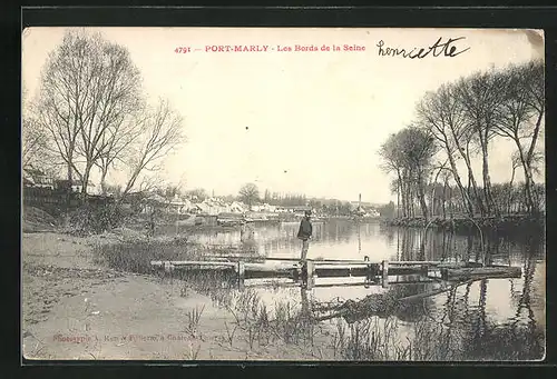 AK Port-Marly, Les Bords de la Seine, An der Seine