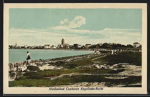 AK Cuxhaven, Ortsansicht mit Kugelbake-Bucht