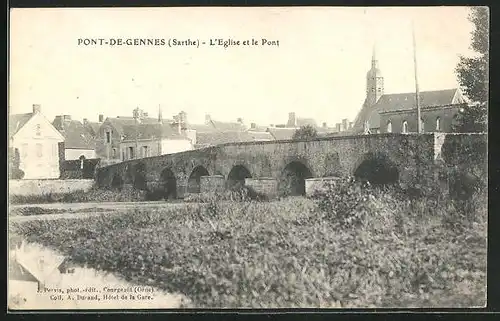 AK Pont-de-Gennes, L`Eglise et le Pont