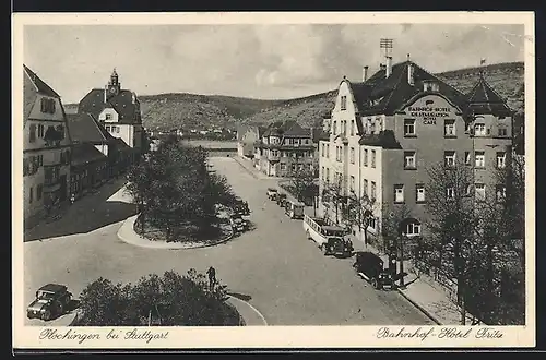 AK Plochingen, Bahnhof-Hotel Fritz mit Cafe und Restaurant