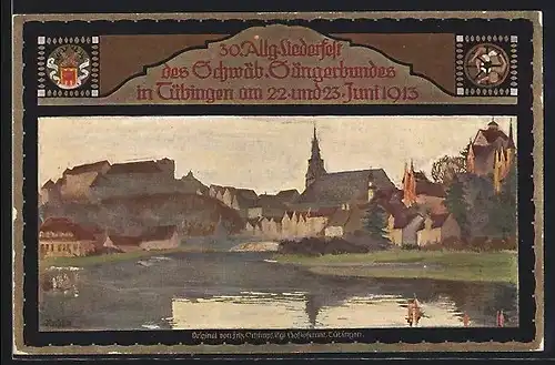 Künstler-AK Ganzsache PP27C186 /01: Tübingen, 30. Allg. Liederfest des Schwäb. Sängerbundes 1913