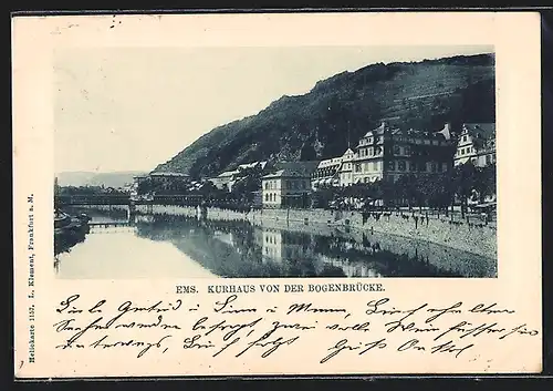 AK Ems, Kurhaus von der Bogenbrücke