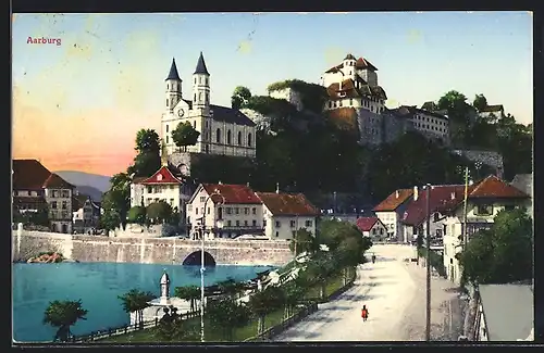 AK Aarburg, Brückenpartie mit Blick zum Schloss