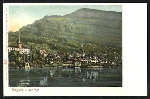 AK Weggis, Uferpartie und der Rigi