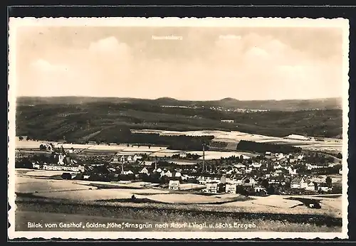 AK Arnsgrün, Blick vom Gasthof Goldne Höhe nach Adorf