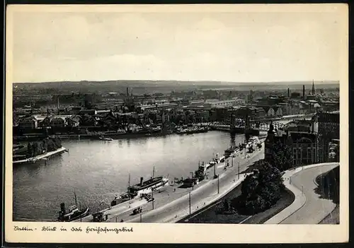 AK Stettin, Blick in das Freihafengebiet